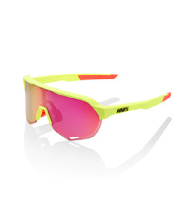 100% S2 Sunglasses Matte Washed Out / Neon Yellow / Purple