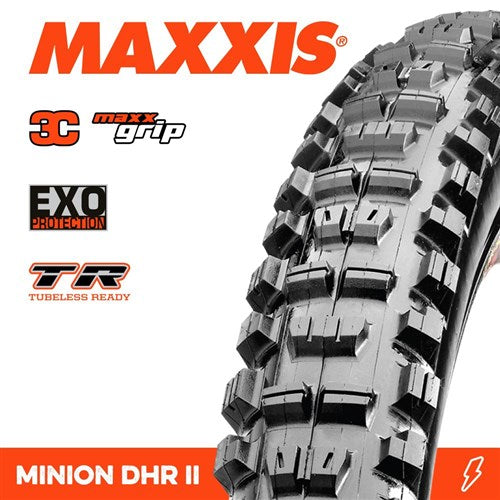 MAXXIS MINION DHR II TYRE 29 X 2.40 WT 3C GRIP EXO TR FOLD 60TPI E-25
