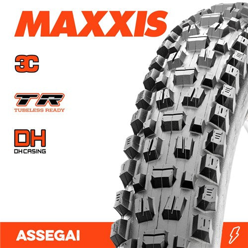 MAXXIS ASSEGAI TYRE 27.5 X 2.50 WT DH 3C GRIP TR FOLD 60X2TPI E-25