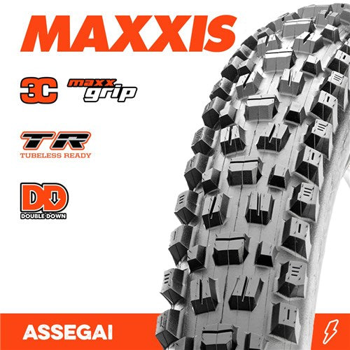 MAXXIS ASSEGAI TYRE 29 X 2.50 WT 3C GRIP DD TR FOLD 120X2TPI E-25