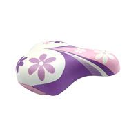 SADDLE  Junior, 180mm x 145mm, with Clamp, PINK/WHITE